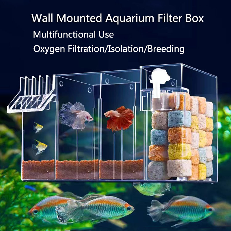 Marine Aquarium Overflow Box - 4-in-1-Außenfilterbox für Aquarien, Acrylfilter, Trocken- und