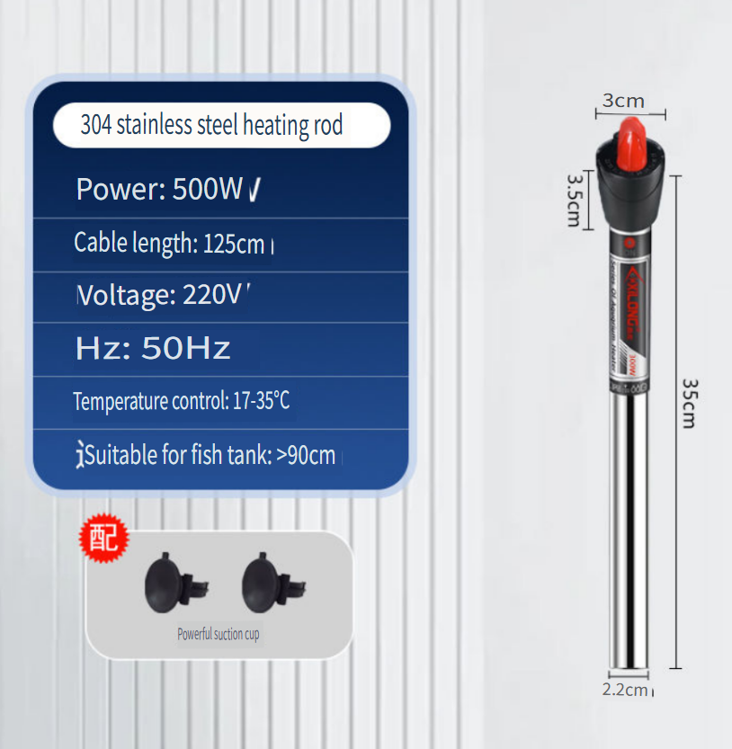 Marine Aquarium Heater - Xilong Edelstahl-Aquariumheizung, tauchfähiges Aquarium, 25 W,