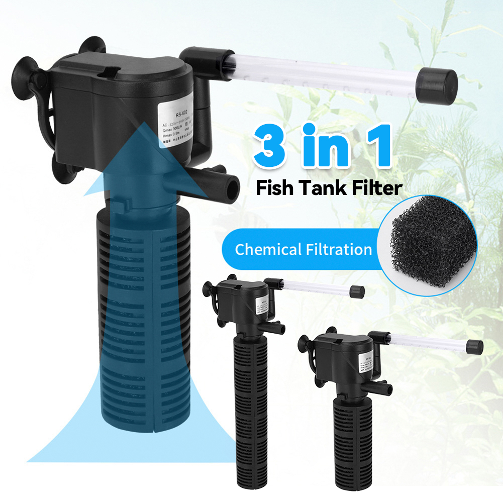 Marine Aquarium Overflow Box - 3-in-1 Aquarium Innenfilter Geräuscharmer Aquarium-Wasserreiniger Fischbeckenpumpe