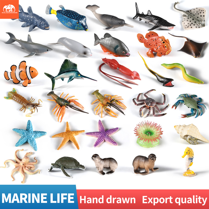 Marine Aquarium Aquascape - Meereslebewesen Actionfiguren-Set - Delfin Hai Seestern